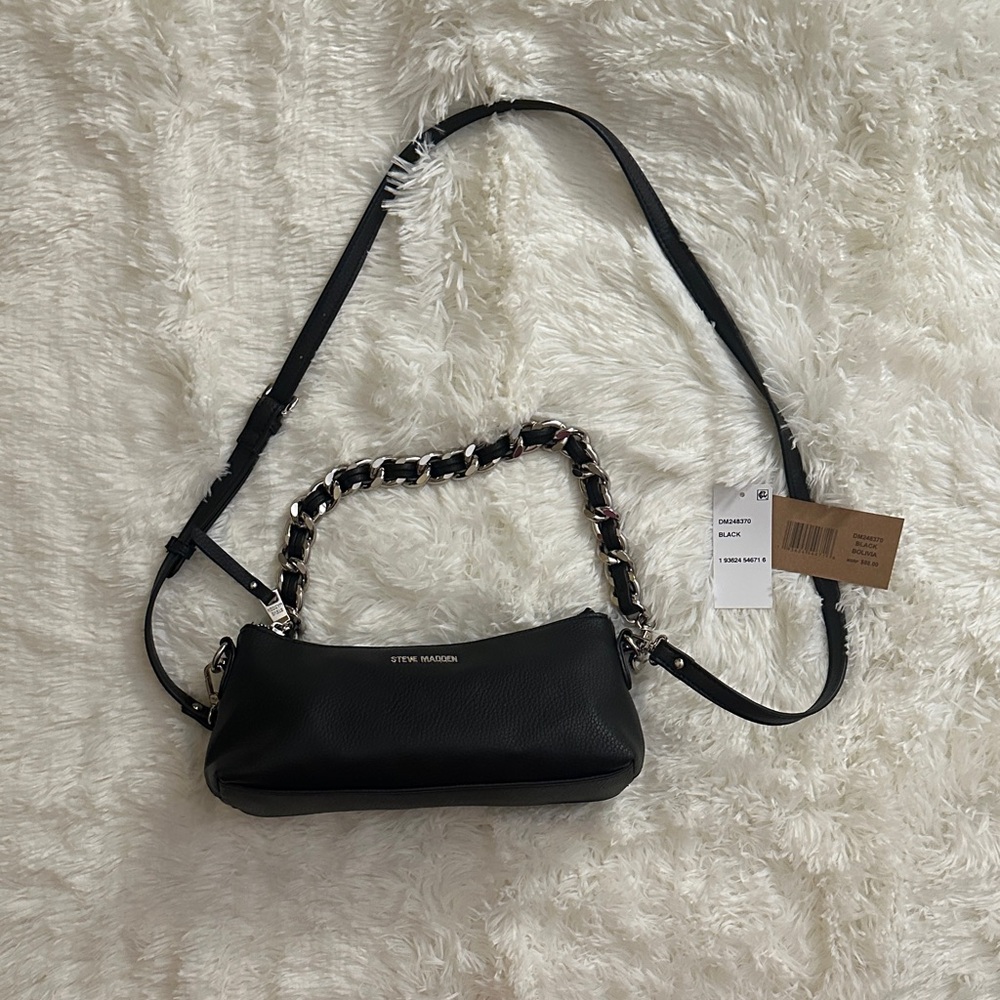 Steve Madden Black Shoulder Bag with Chain Detail